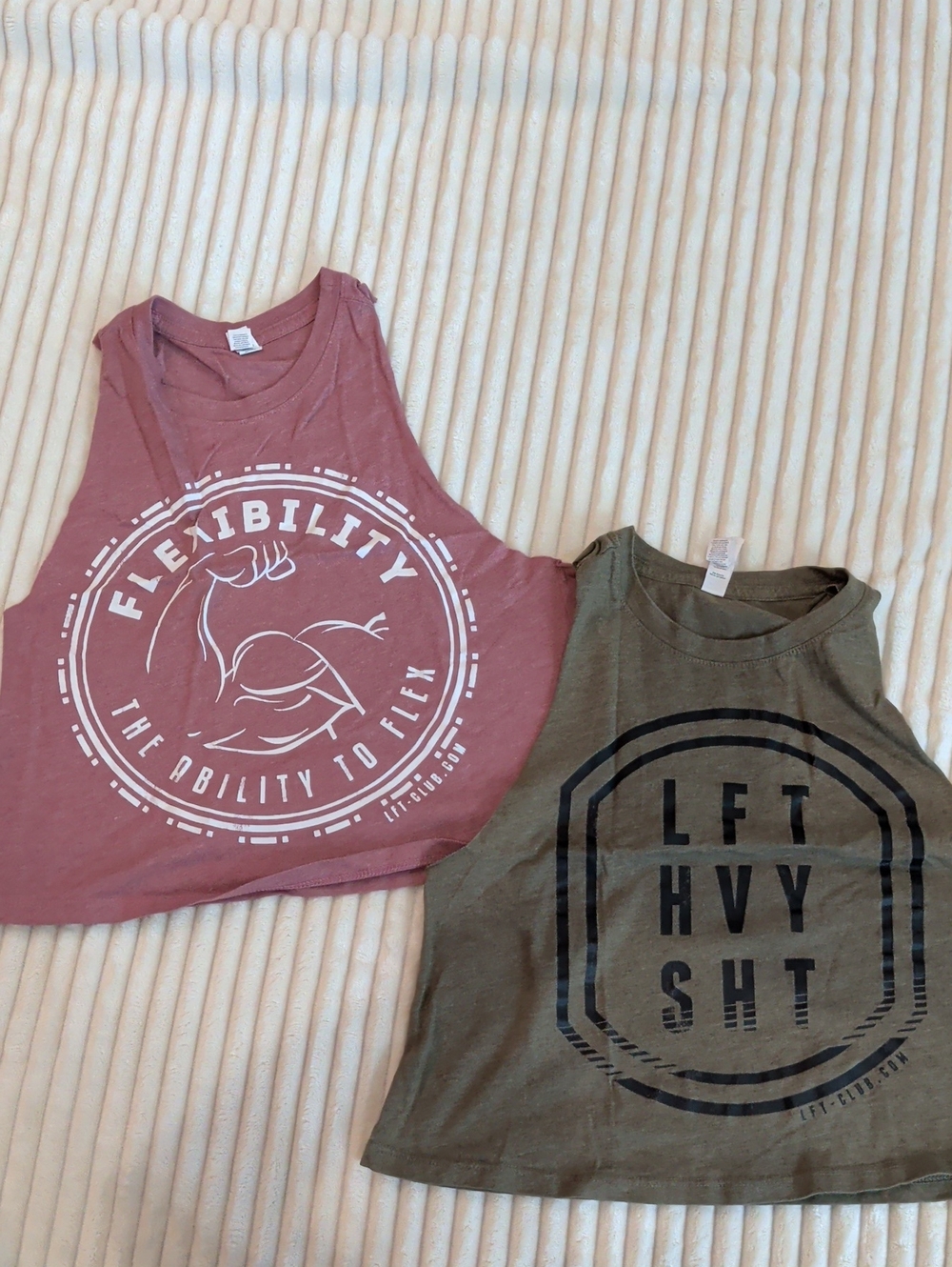 LFT Cropped Muscle Tanks Small - Dusty Rose & Olive
